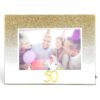50th Birthday Gold Glitter Glass Frame