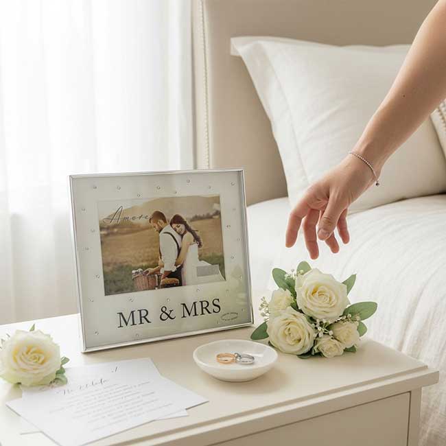 Mr & Mrs Diamante Wedding Photo Frame