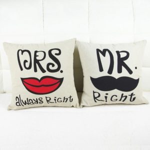 Mr.and Mrs. Right Printed Cushion Covers
