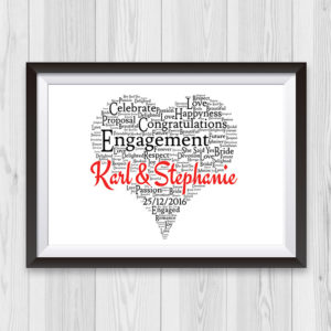 Names in Heart, Mounted Frame & Chalkboard Countdown