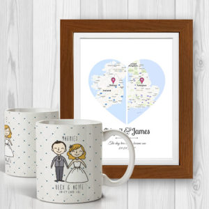 2 Hearts Map Wedding Gift Set 1
