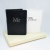 Amore Set of 2 Passport Holders Black & White - 'Mr & Mrs'
