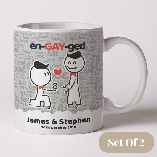 2 Guys en-GAY-ged Mugs
