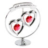 40th Anniversary Crystocraft Chrome Circle Ring with 2 Hearts