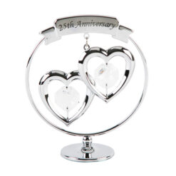 Crystocraft Chrome Circle-Ring 2 Hearts 25th Anniversary