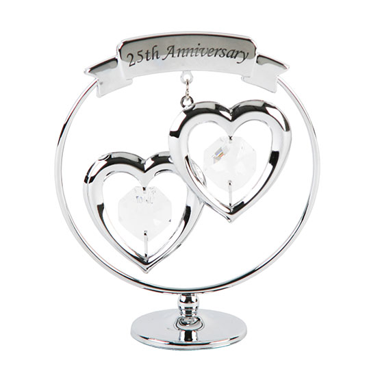 Crystocraft Chrome Circle-Ring 2 Hearts 25th Anniversary