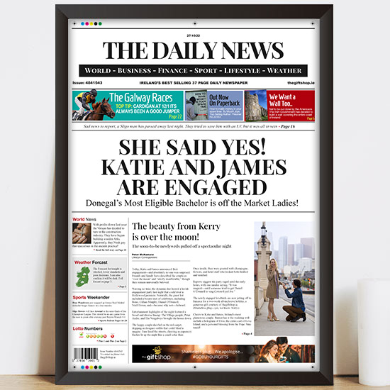 Spoof Daily News Cover Print Engagement Gift