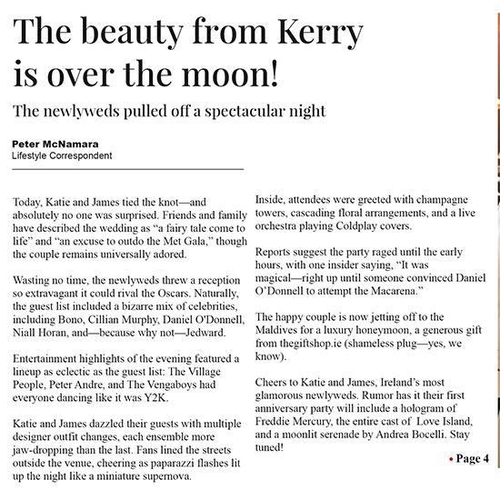 Spoof Daily News Cover Wedding Print