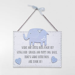 Hanging 'Petit Cheri' Wall Plaque - What Are Little Boys Made Of