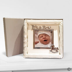 It's A Boy Cream Round Frame