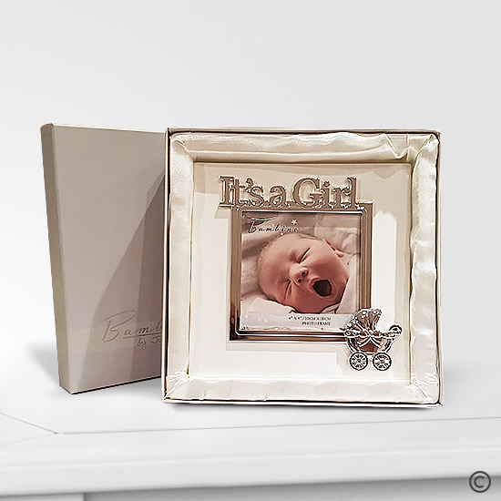 It's A Girl Cream Round Frame