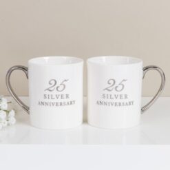 Amore Set of 2 Bone China Mugs - 25th Anniversary