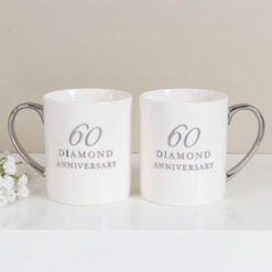 Amore Set of 2 Bone China Mugs – 60th Anniversary