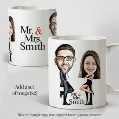 Mr & Mrs Caricature mugs