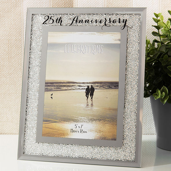 Celebrations Crystal Border Frame 5 x 7 - 25th Anniversary
