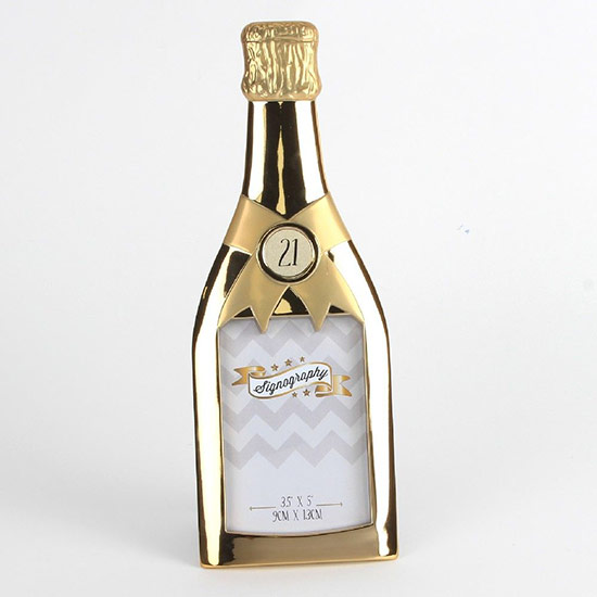 21st Champagne Bottle Frame
