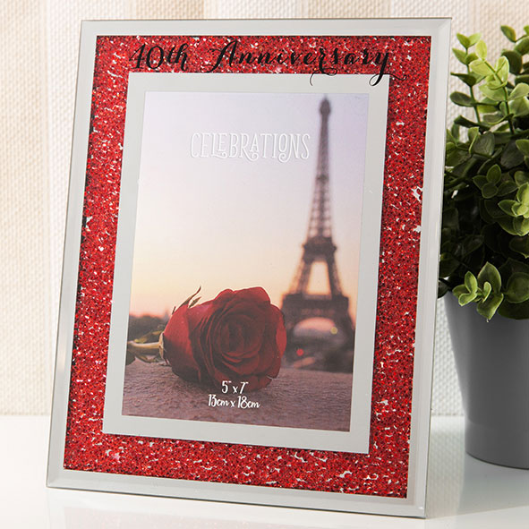 Celebrations Crystal Border Frame 5 x 7 - 40th Anniversary