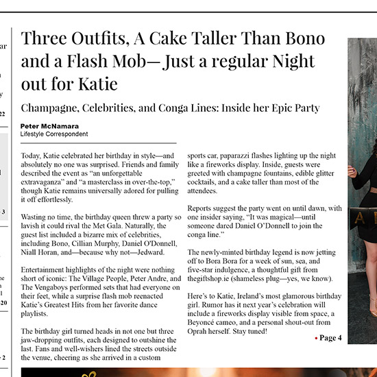 Spoof Daily News Cover Birthday Edition (For Her)