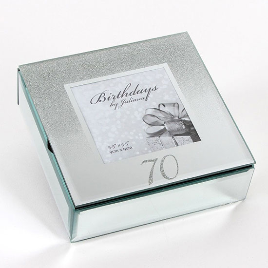70th Birthday Glitter Mirror Trinket Box