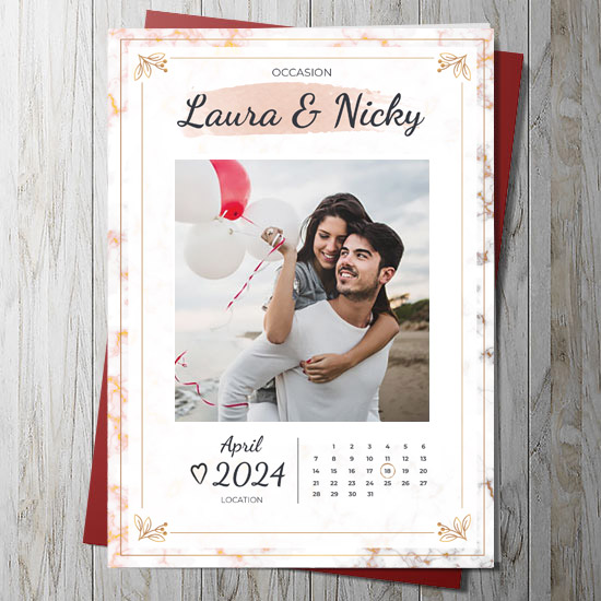 Calendar card with photo upload