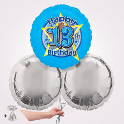 13th Birthday Blue Stars Foil Balloon Bouquet
