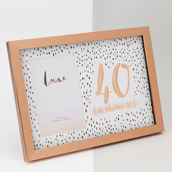 4 x 6 40th Birthday rose gold frame
