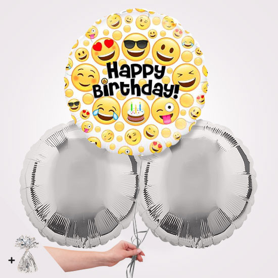 Happy Birthday Emoji Foil Balloon Bouquet