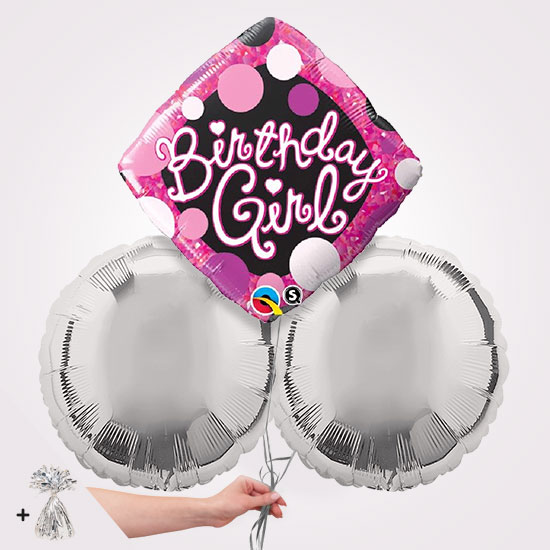 Birthday Girl Diamond Foil Balloon Bouquet Birthday Balloons Delivered