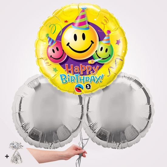 Birthday Smiley Faces Foil Balloon Bouquet