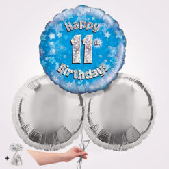11th Happy Birthday Blue Foil Balloon Bouquet
