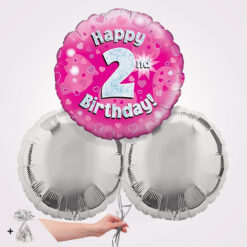 Happy 2nd Birthday Pink Foil Balloon Bouquet