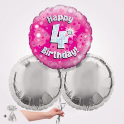 4th Happy Birthday Pink Foil Balloon Bouquet