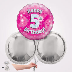 5th Happy Birthday Pink Foil Balloon Bouquet