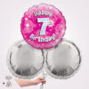 7th Happy Birthday Pink Foil Balloon Bouquet