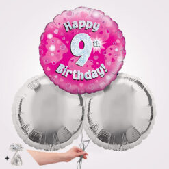 9th Happy Birthday Pink Foil Balloon Bouquet