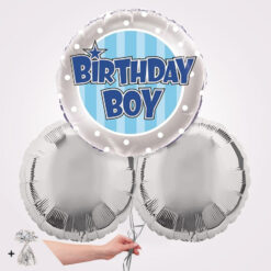 Blue Stripe Birthday Foil Balloon Bouquet