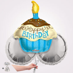 Cupcake Blue Birthday Shape Foil Balloon Bouquet