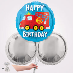 Happy Birthday Firetruck Foil Balloon Bouquet