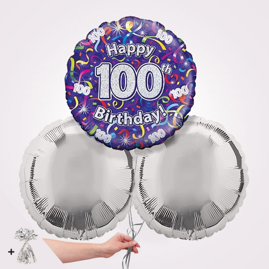 100th Birthday Streamers Foil Balloon Bouquet