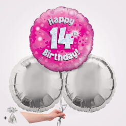 14th Happy Birthday Pink Foil Balloon Bouquet