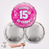 15th Happy Birthday Pink Foil Balloon Bouquet