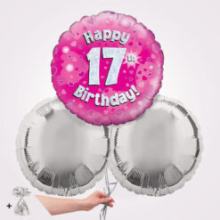 17th Happy Birthday Pink Foil Balloon Bouquet