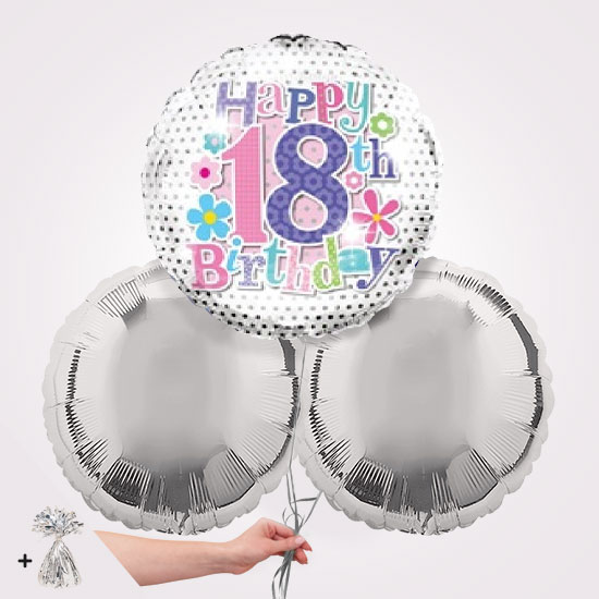 18th Happy Birthday Flower Foil Balloon Bouquet