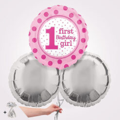1st Happy Birthday Pink Foil Balloon Bouquet