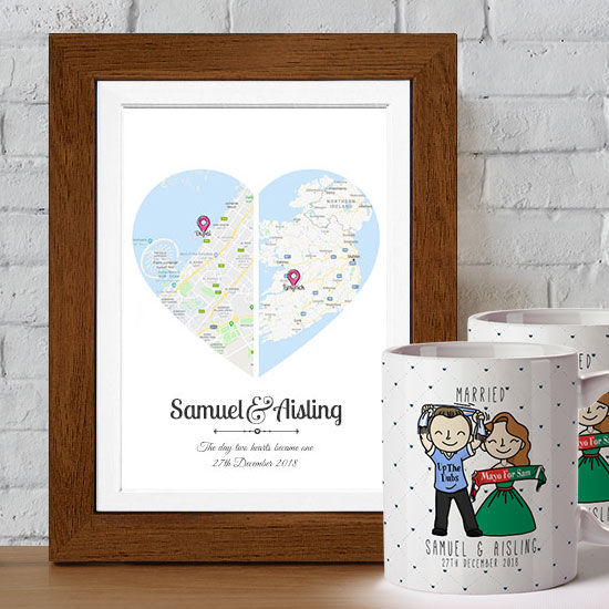 2 Hearts Map Wedding Gift Set 2