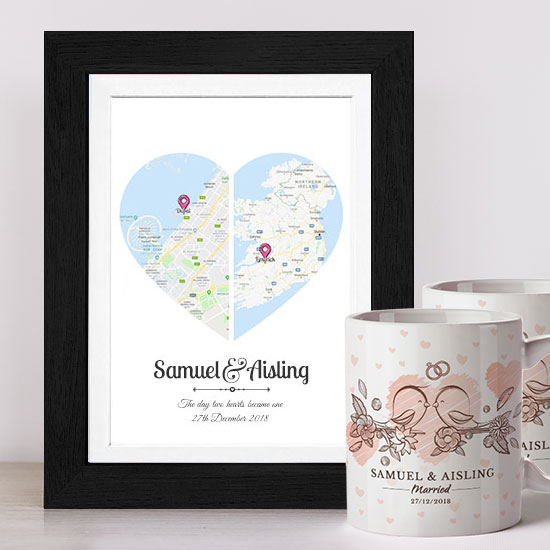 2 Hearts Map Wedding Gift Set 3