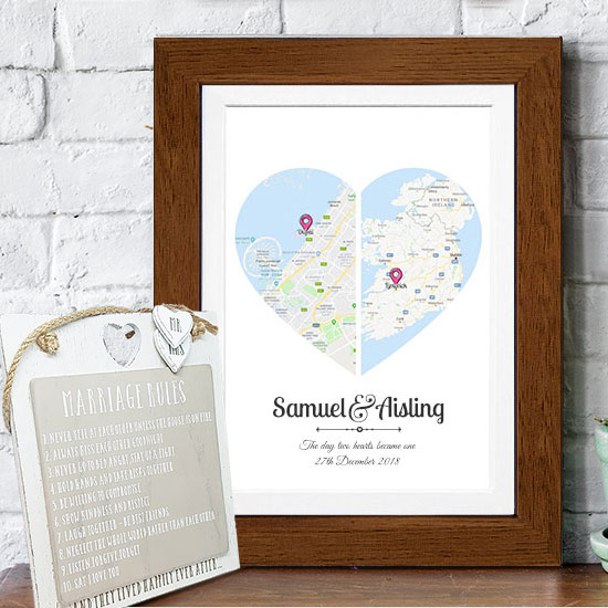 2 Hearts Map Wedding Gift Set 4