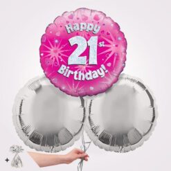 21st Happy Birthday Pink Foil Balloon Bouquet