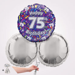 75th Birthday Streamers Foil Balloon Bouquet