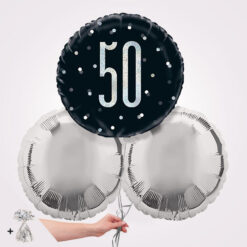 50th Black Glitz Foil Balloon Bouquet